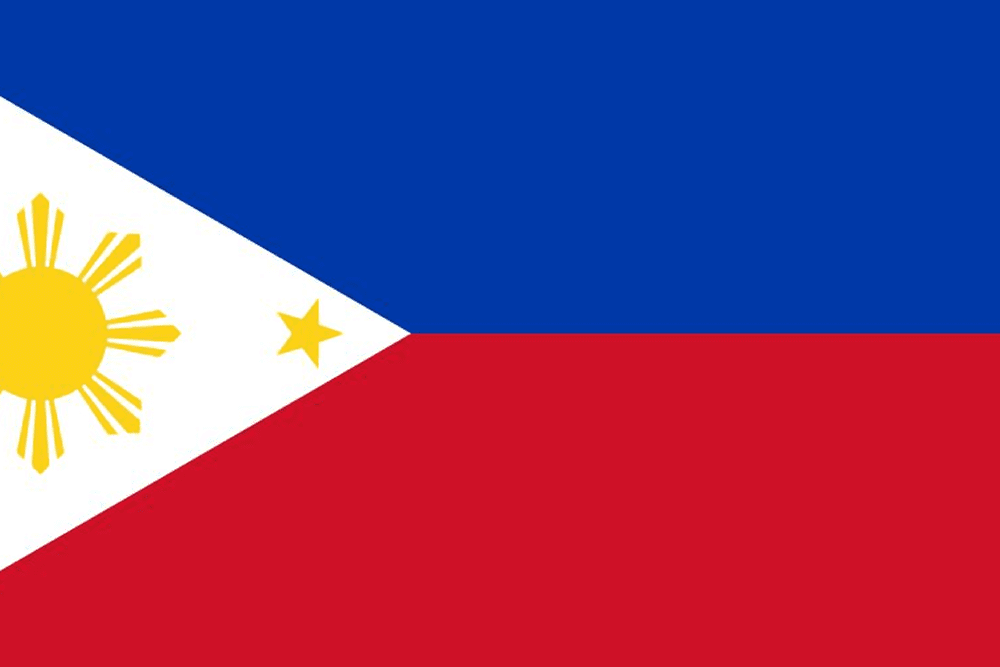 Flag of the Philippines with sun and stars.