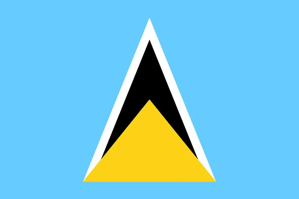 Saint Lucia flag with blue background.