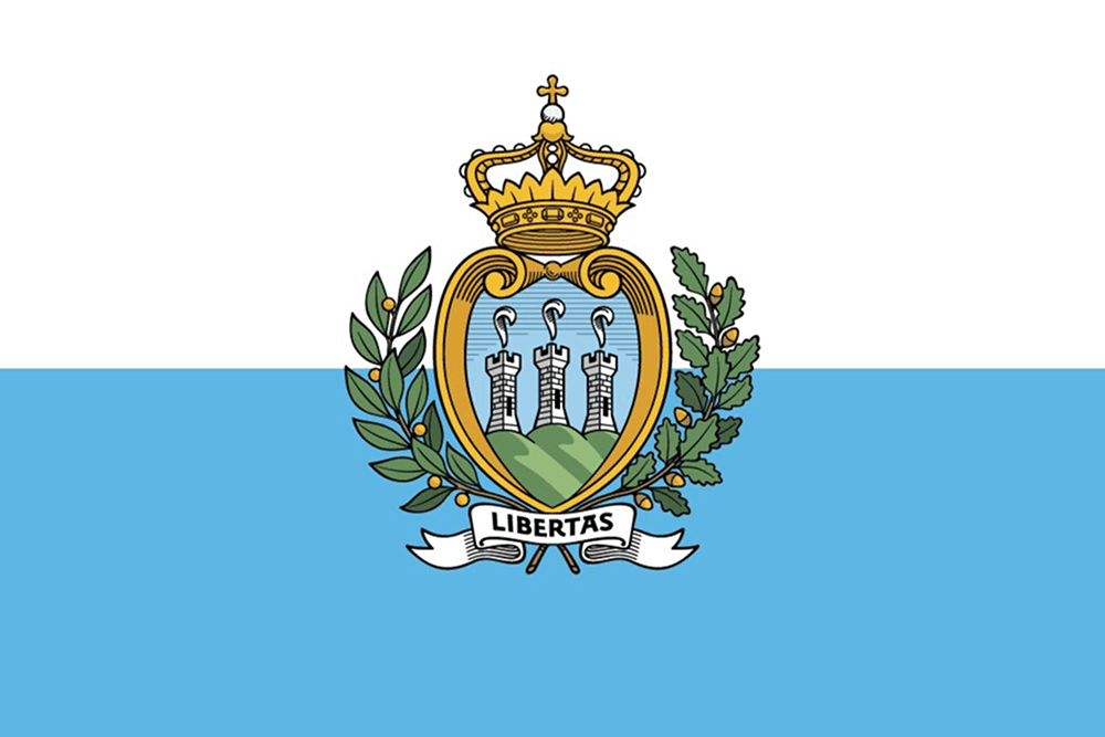San Marino flag with coat of arms.