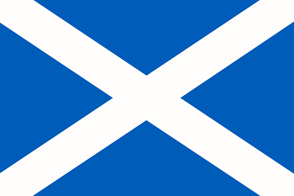 Flag of Scotland with blue and white.