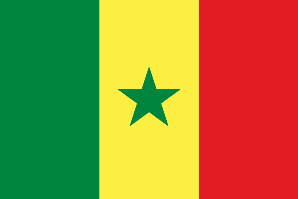 Flag of Senegal with green star.
