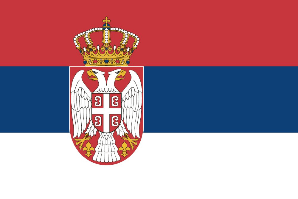 Flag of Serbia with coat of arms.