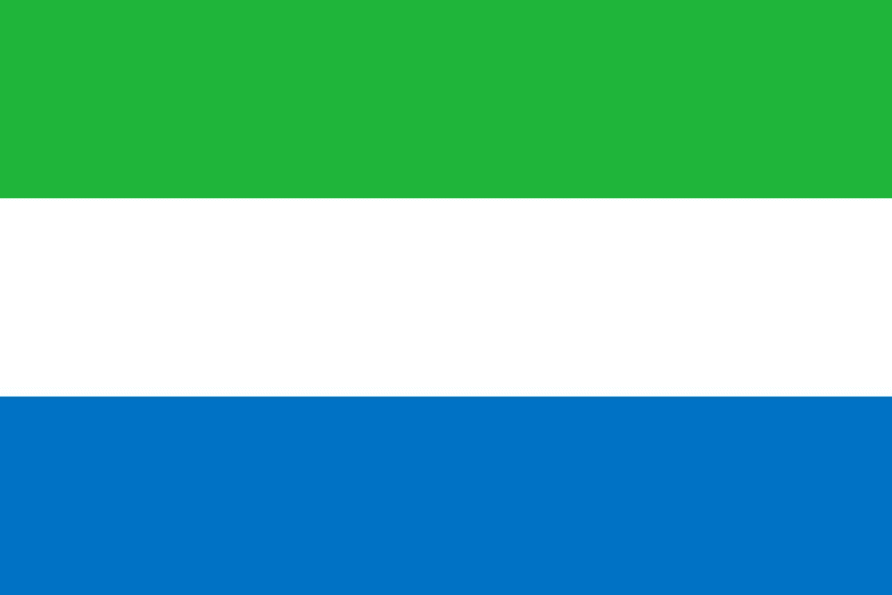 Flag of Sierra Leone with three stripes.