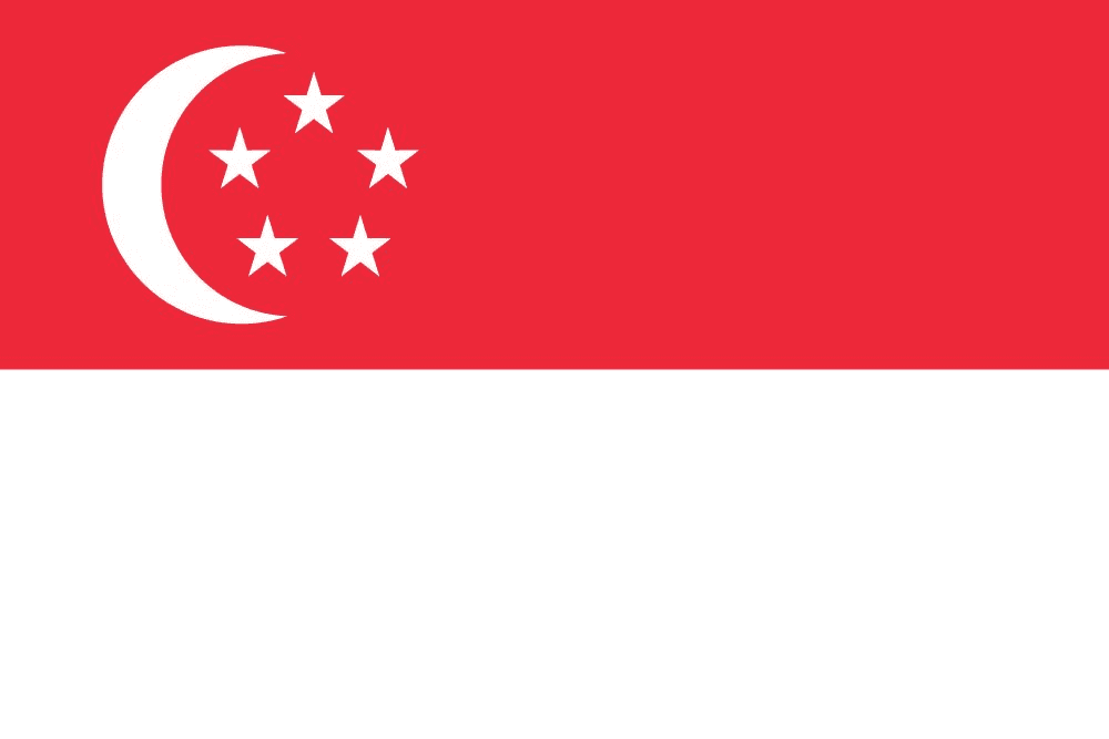 Flag of Singapore with crescent and stars.