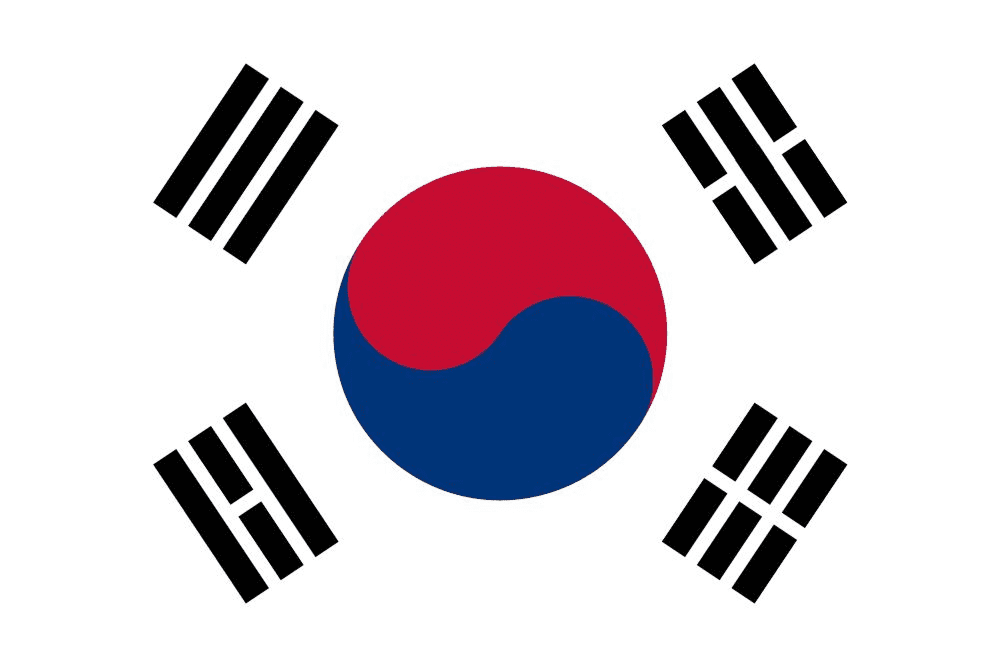 Flag of South Korea with Taegeuk symbol.