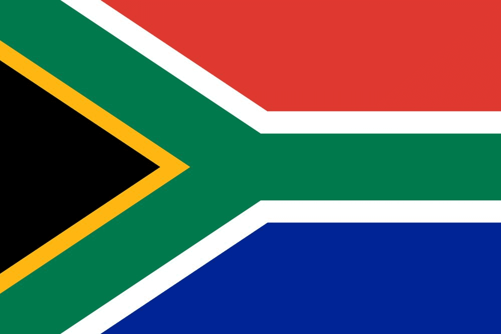 Flag of South Africa with colorful design.