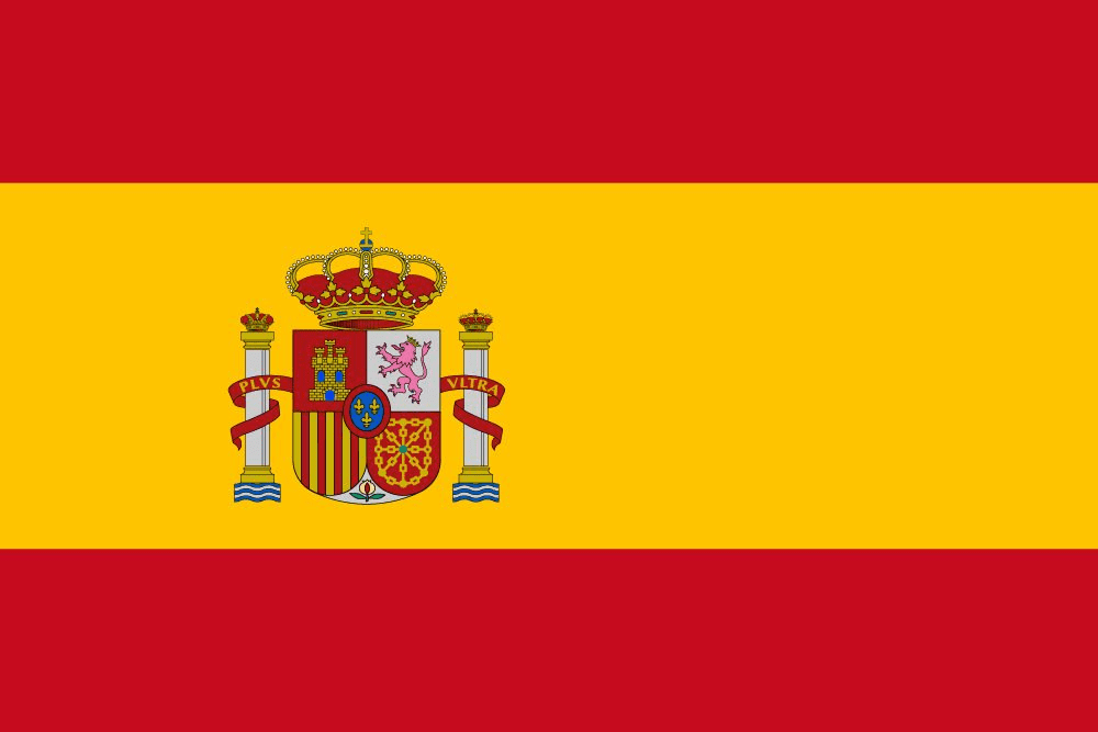 Flag of Spain with national coat of arms.