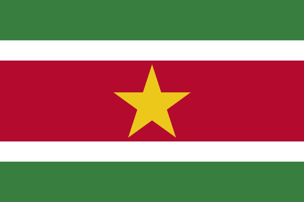 Flag of Suriname with yellow star.