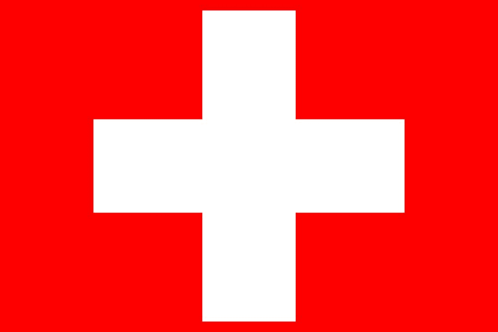 Flag of Switzerland with white cross.