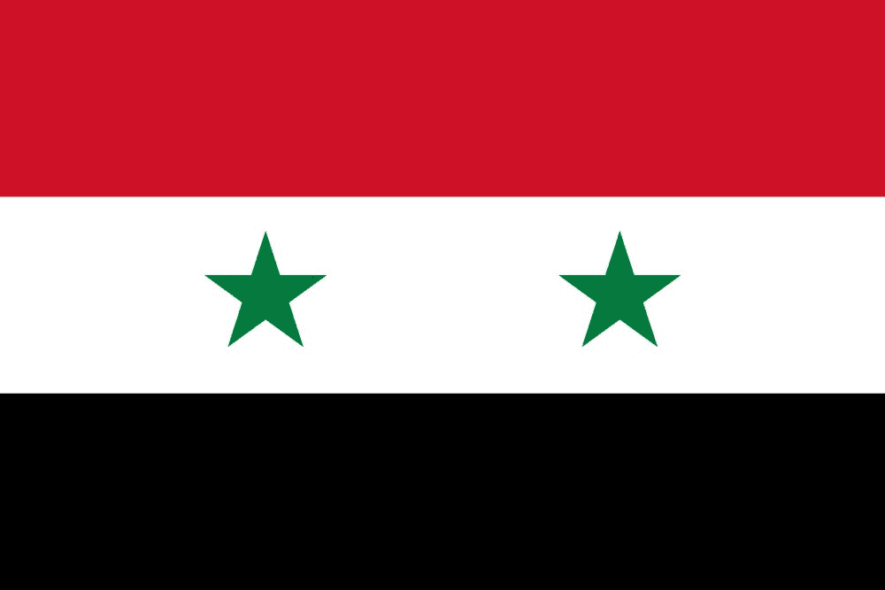 Flag of Syria with two green stars.