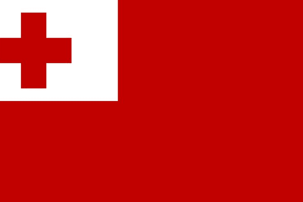 Flag of Tonga with red cross.