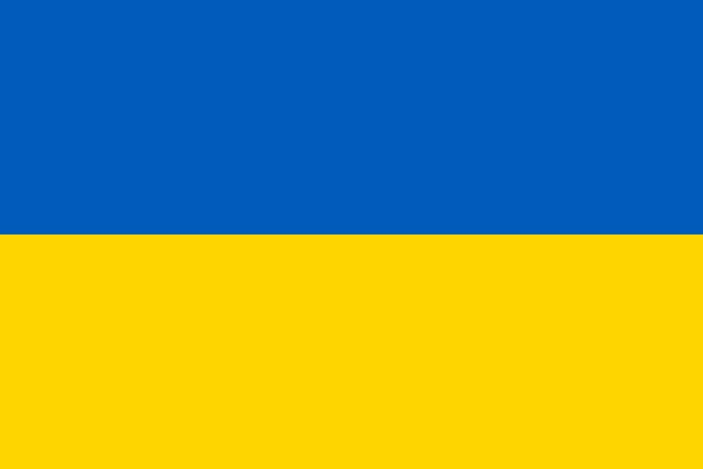 Flag of Ukraine with blue and yellow.