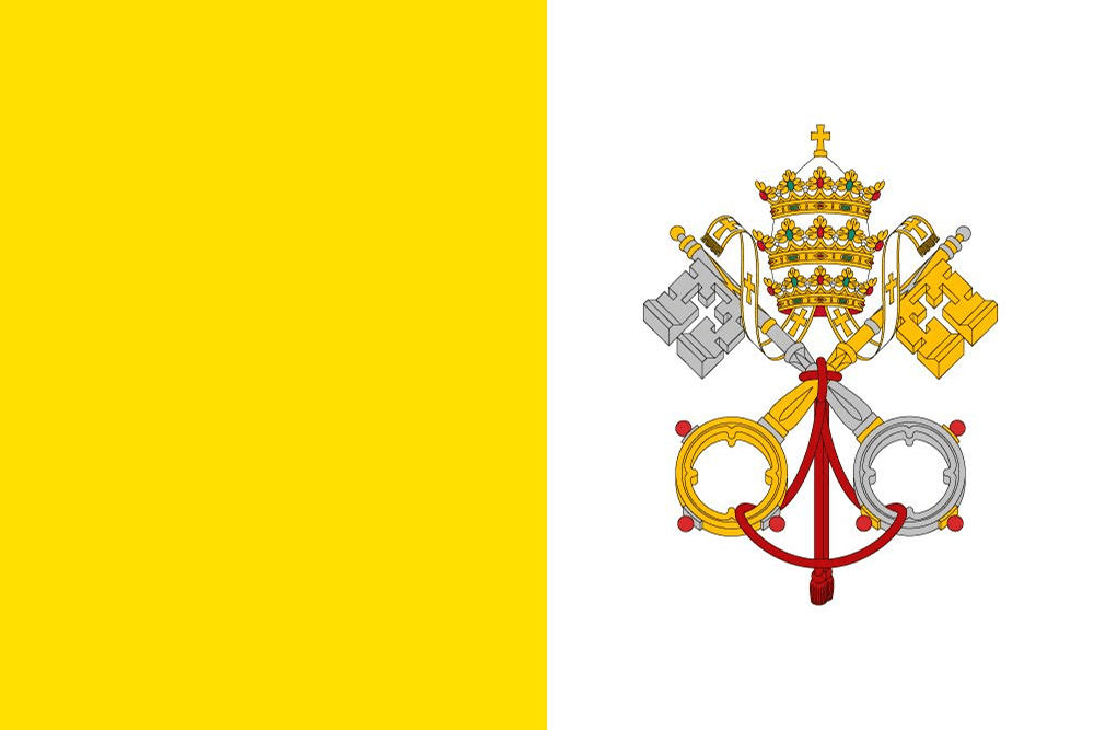Vatican City flag with papal emblem.